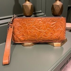 Patricia Nash Tooled Leather Wristlet with 6 Built in Credit Card Slots